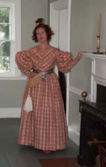 1830s Roller Print Cotton Dress - Finis!